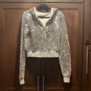 Victoria Secret Fashion Show Silver Sequin Hoodie Size S